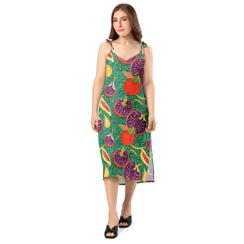 Tropical Still Life on Slip Dress — Front