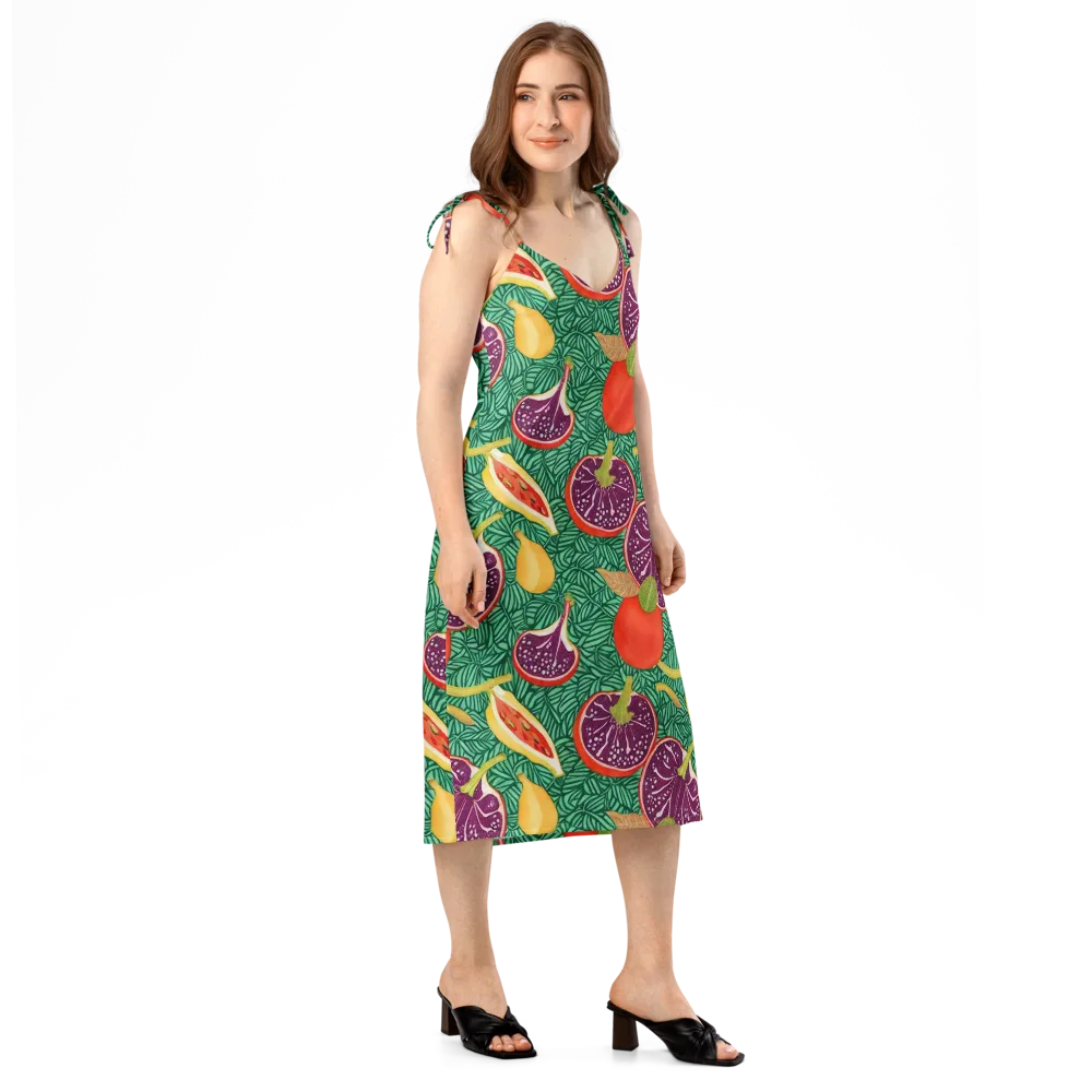 Tropical Still Life on Slip Dress — Right Front
