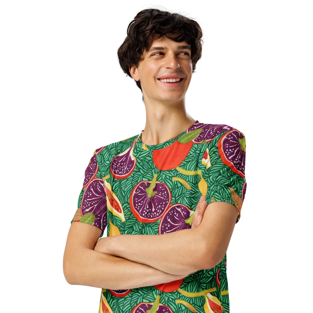 Tropical Still Life on Men's Crew Neck T-Shirt — Left Front