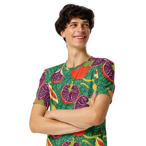 Tropical Still Life on a Men's Crew Neck T-Shirt