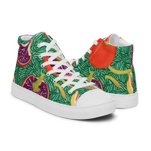 Tropical Still Life on a Men's High Top Canvas Shoes