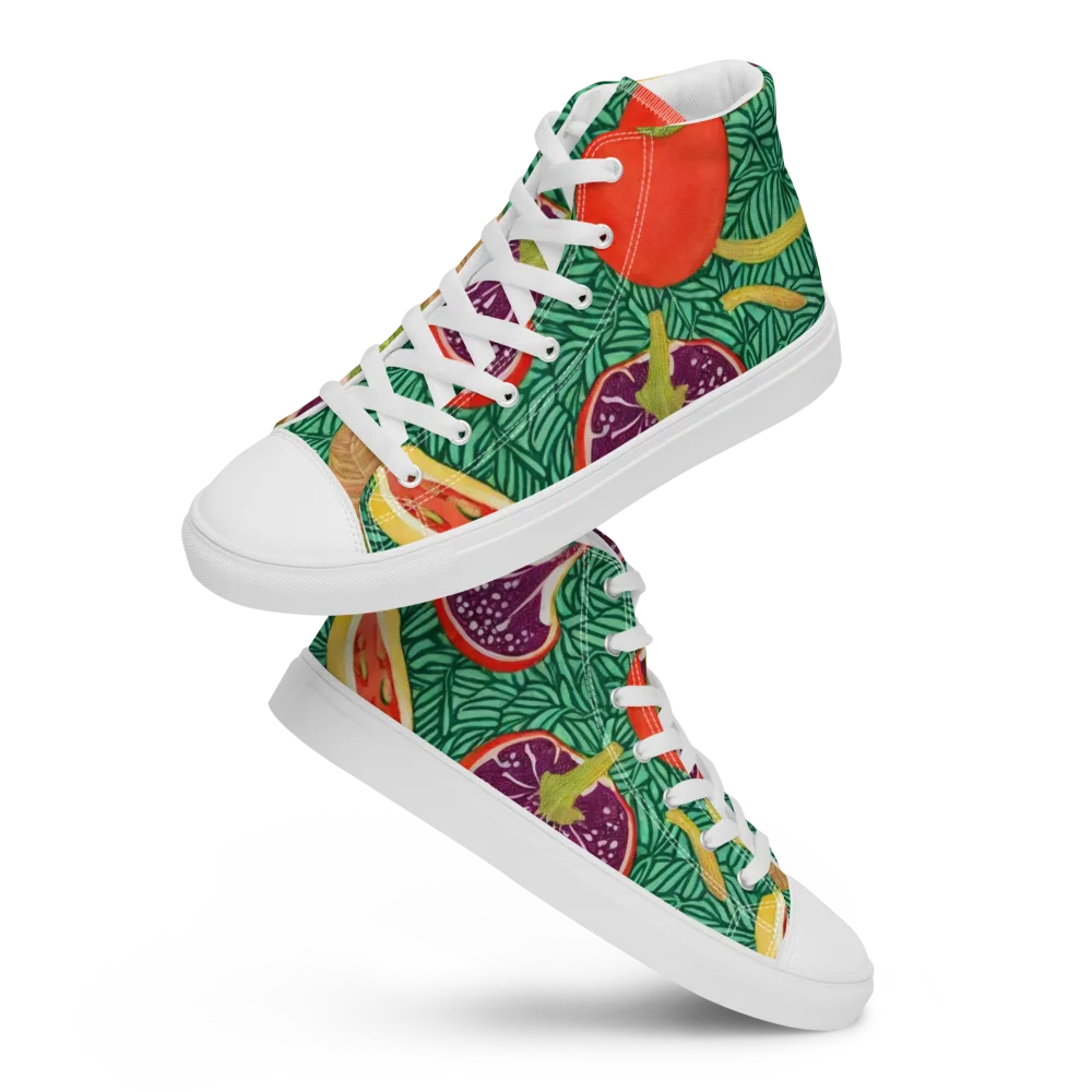 Tropical Still Life on Men's High Top Canvas Shoes — Front