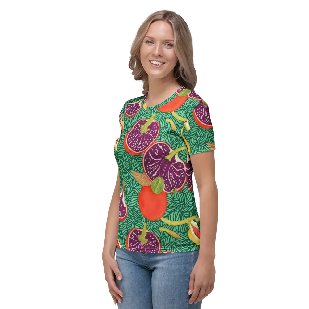 Tropical Still Life on Women's Crew Neck T-Shirt — Left