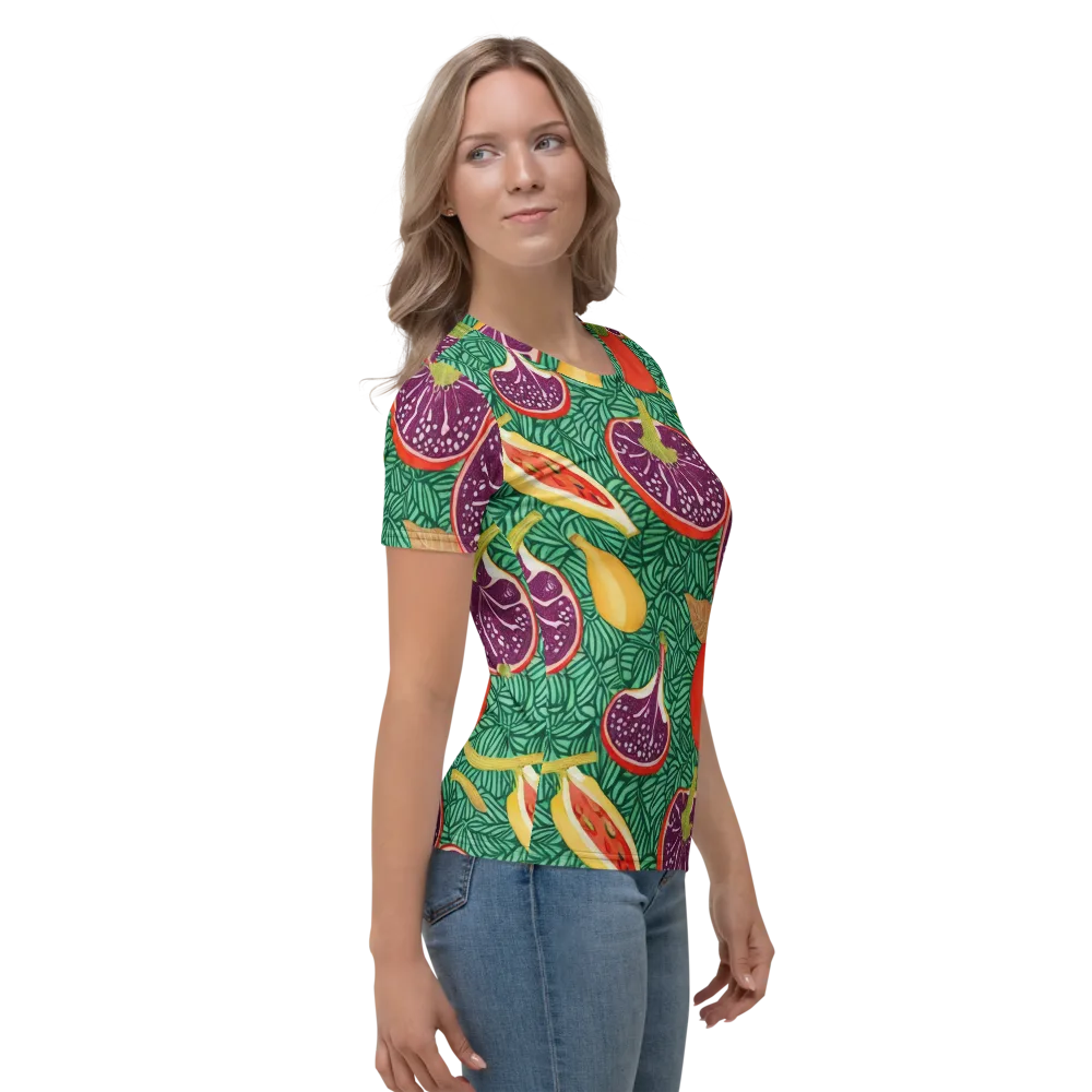 Tropical Still Life on Women's Crew Neck T-Shirt — Right