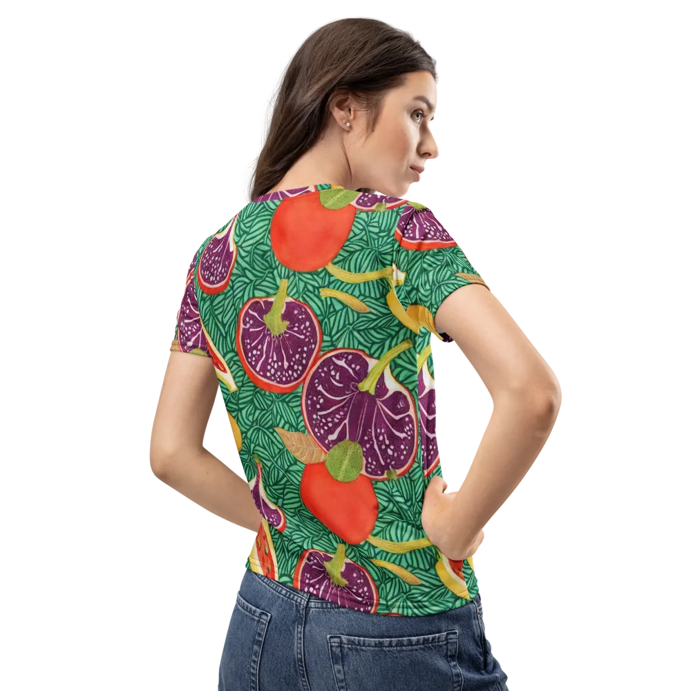 Tropical Still Life on Women's Crew Neck T-Shirt — Back