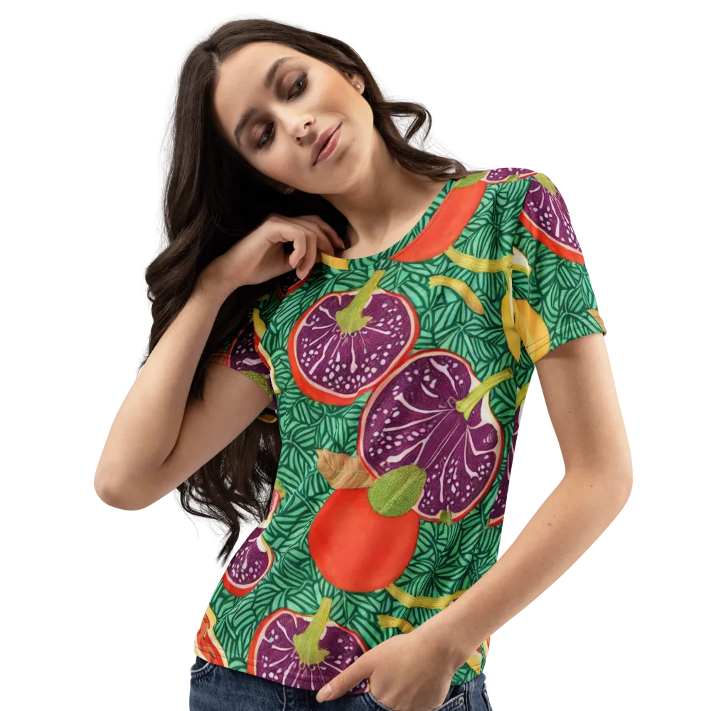 Tropical Still Life on Women's Crew Neck T-Shirt — Left Front
