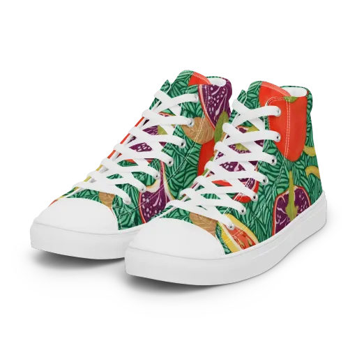 Tropical Still Life on a Women's High Top Canvas Shoes
