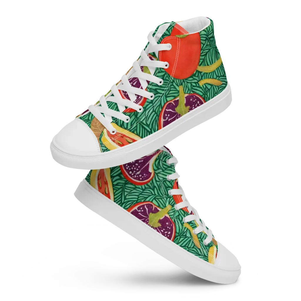 Tropical Still Life on Women's High Top Canvas Shoes — Front