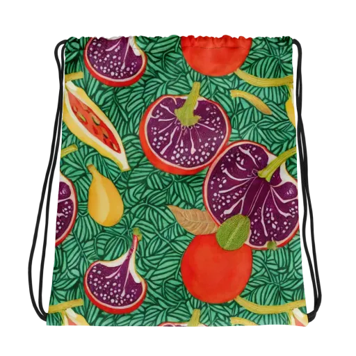 Tropical Still Life on a Drawstring Bag