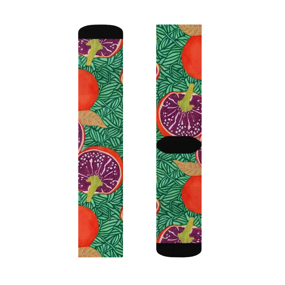 Tropical Still Life on Socks — Left Sock