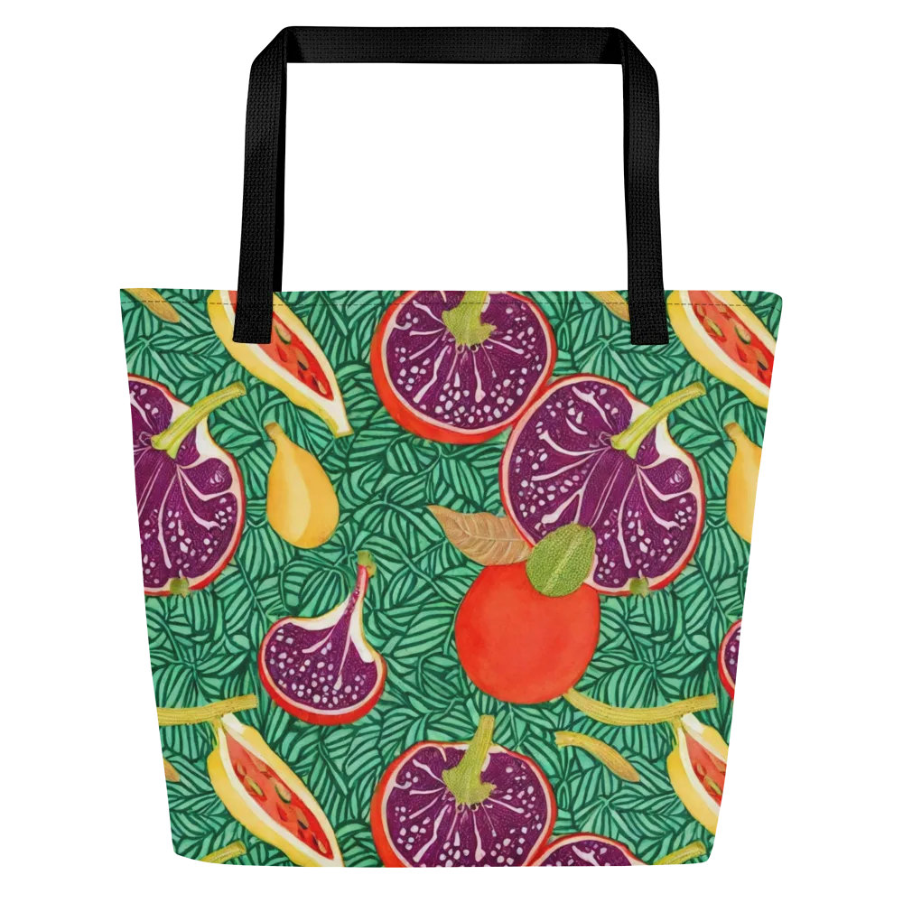 Tropical Still Life on Large Tote Bag W/ Pocket — Front