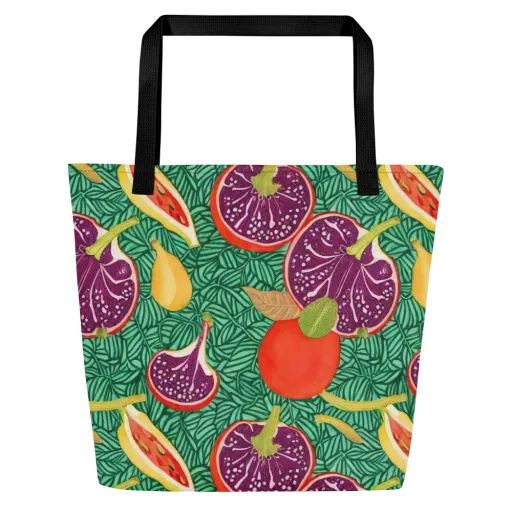 Tropical Still Life on a Large Tote Bag W/ Pocket