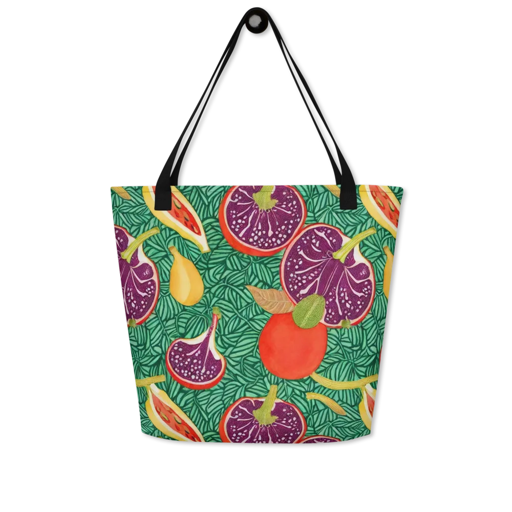 Tropical Still Life on Large Tote Bag W/ Pocket — Front