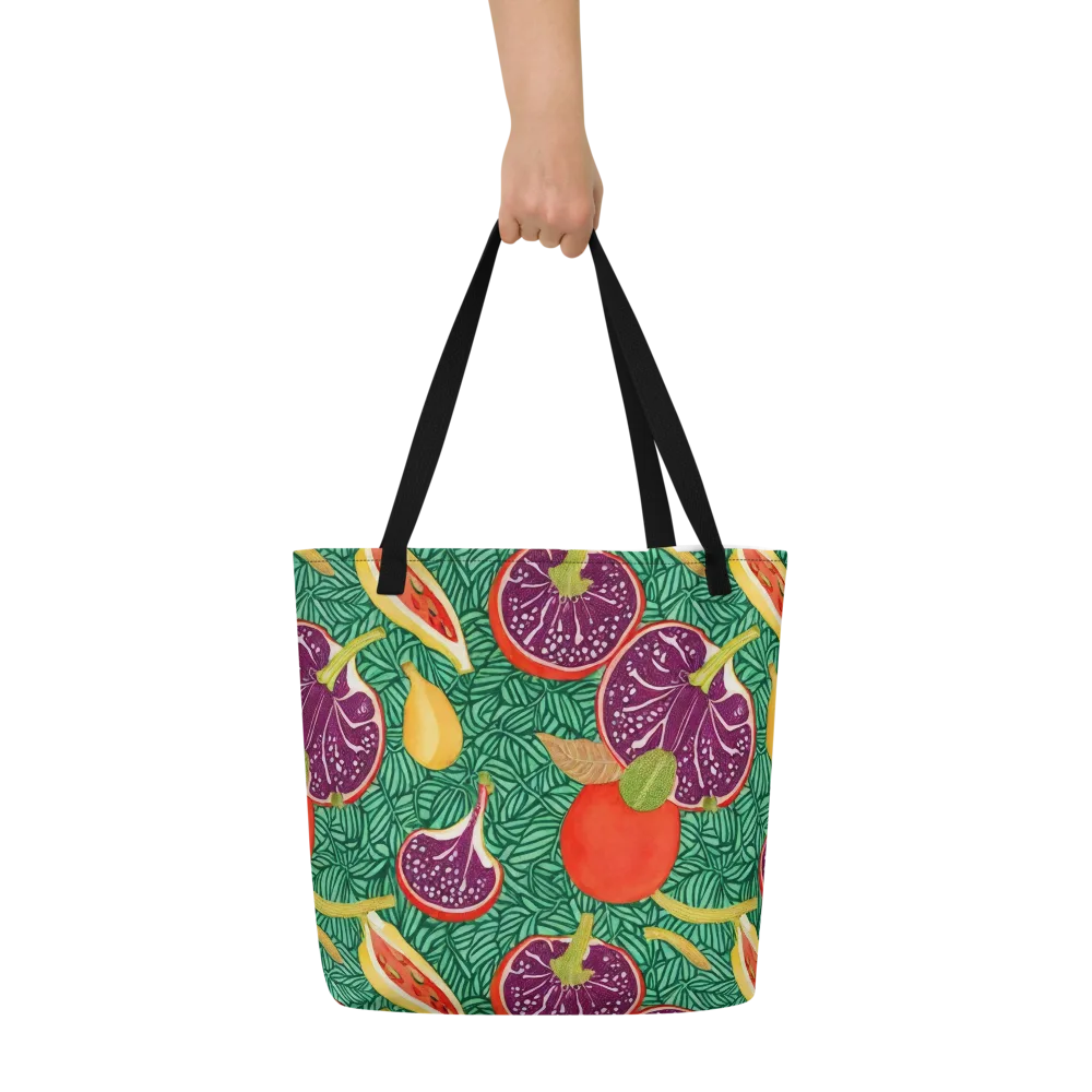 Tropical Still Life on Large Tote Bag W/ Pocket — Front