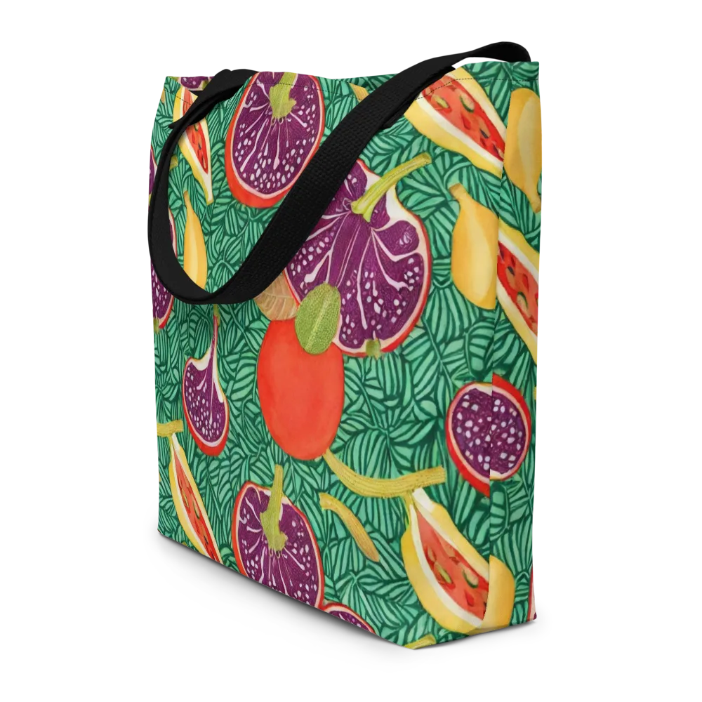 Tropical Still Life on Large Tote Bag W/ Pocket — Front
