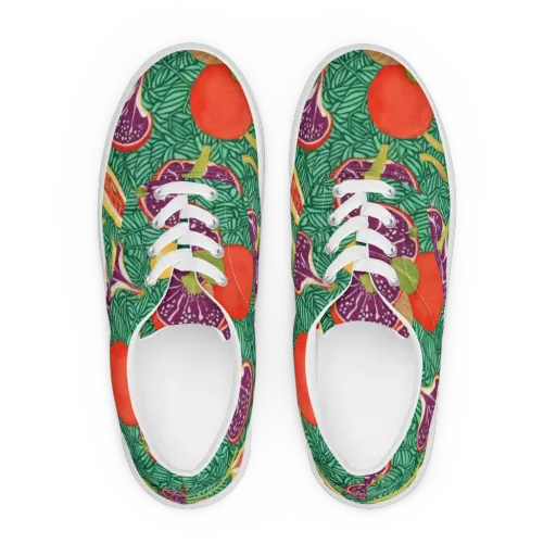 Tropical Still Life on a Men's Lace-Up Canvas Shoes