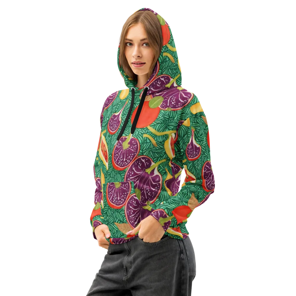 Tropical Still Life on Cotton Hoodie — Left Front