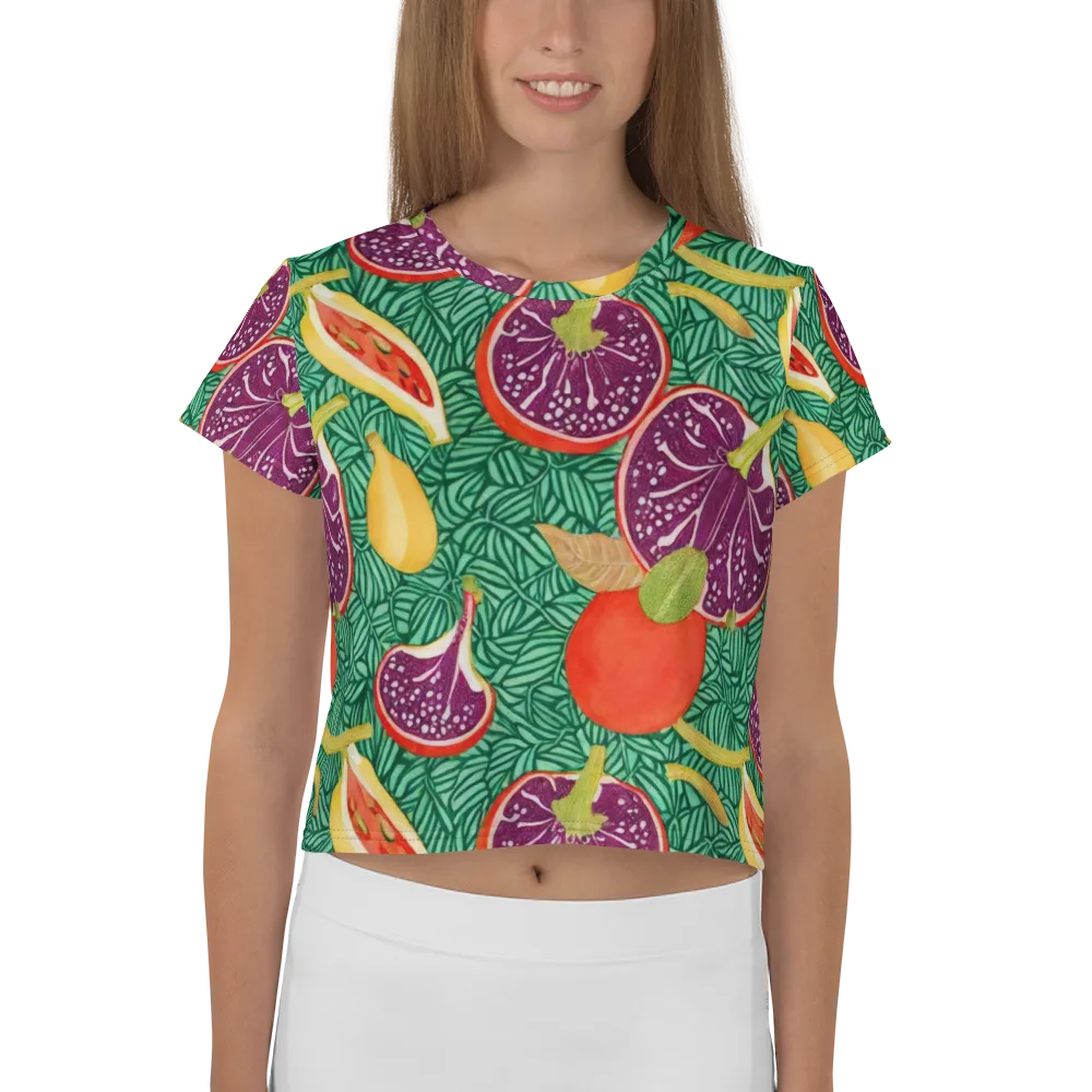 Tropical Still Life on Crop Tee — Front