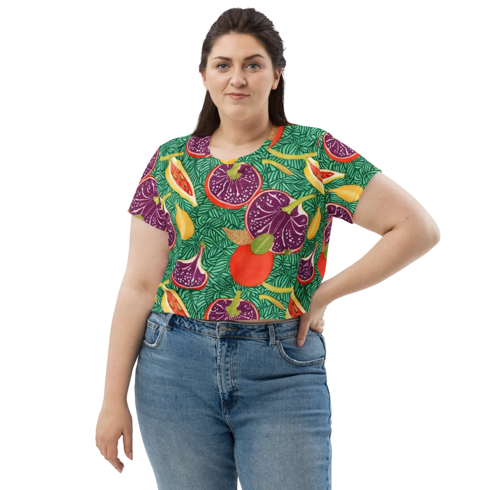 Tropical Still Life on Crop Tee — Front