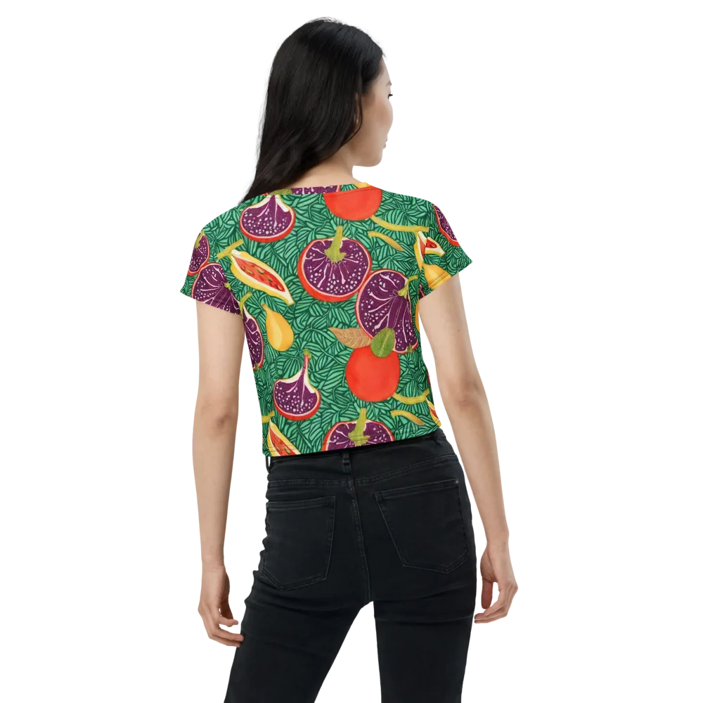 Tropical Still Life on Crop Tee — Back