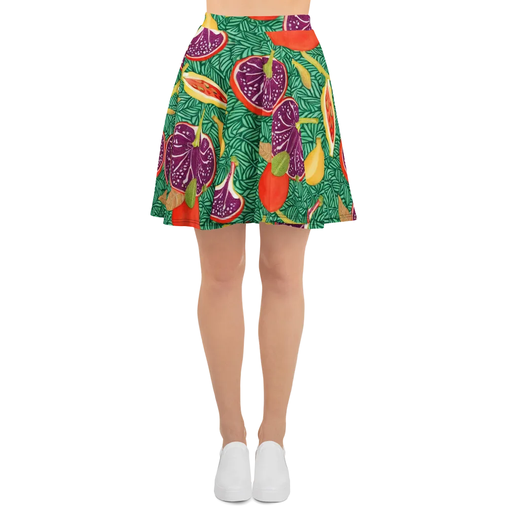Tropical Still Life on Skater Skirt — Front