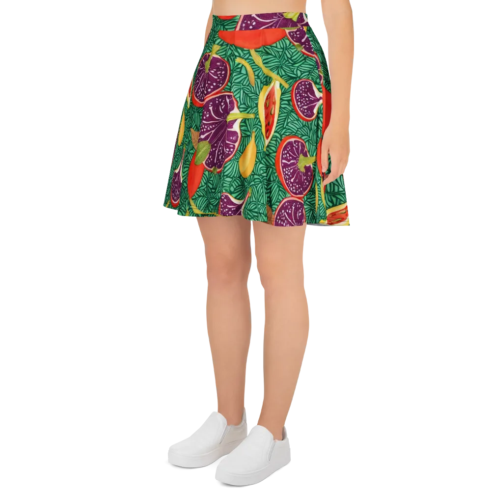 Tropical Still Life on Skater Skirt — Left