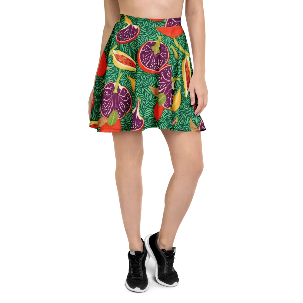 Tropical Still Life on Skater Skirt — Front