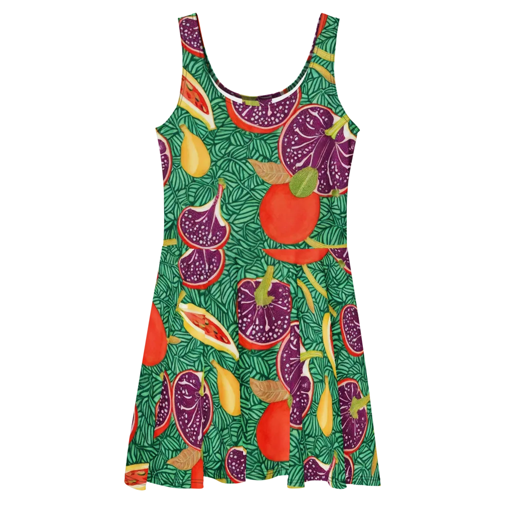 Tropical Still Life on Skater Dress — Front