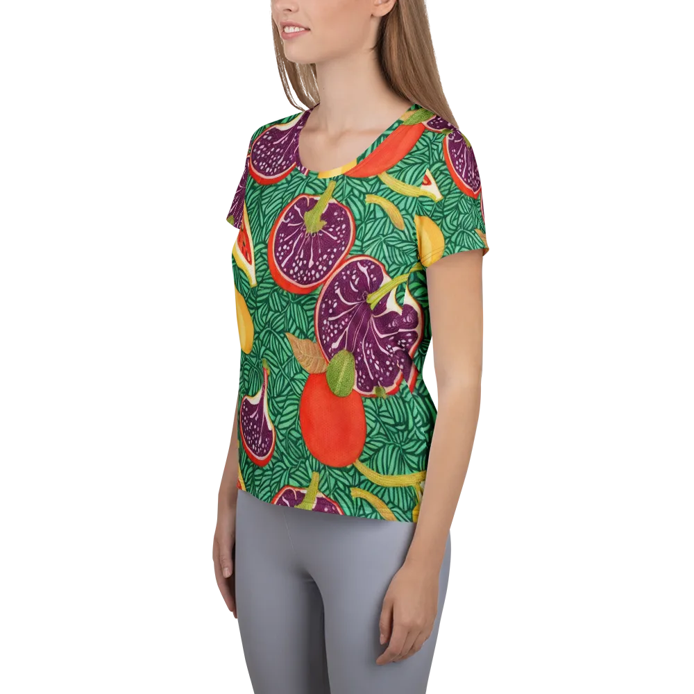 Tropical Still Life on Women's Athletic T-Shirt — Left