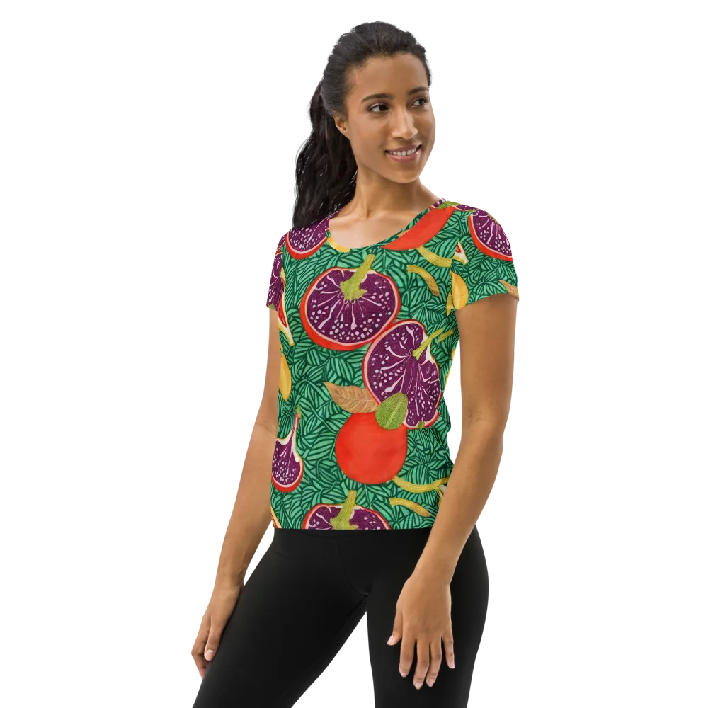 Tropical Still Life on Women's Athletic T-Shirt — Left
