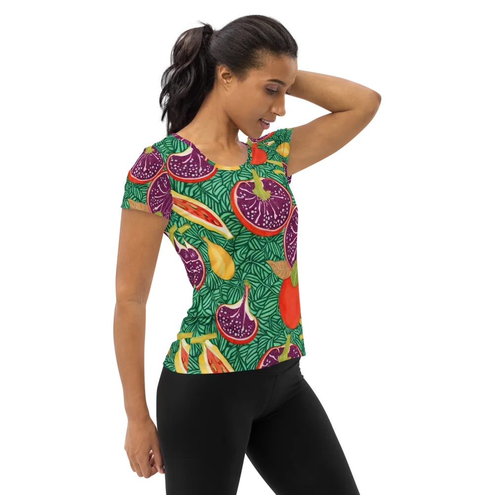 Tropical Still Life on Women's Athletic T-Shirt — Right