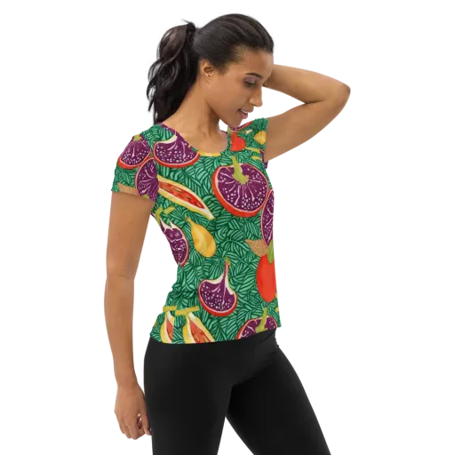 Tropical Still Life on a Women's Athletic T-Shirt