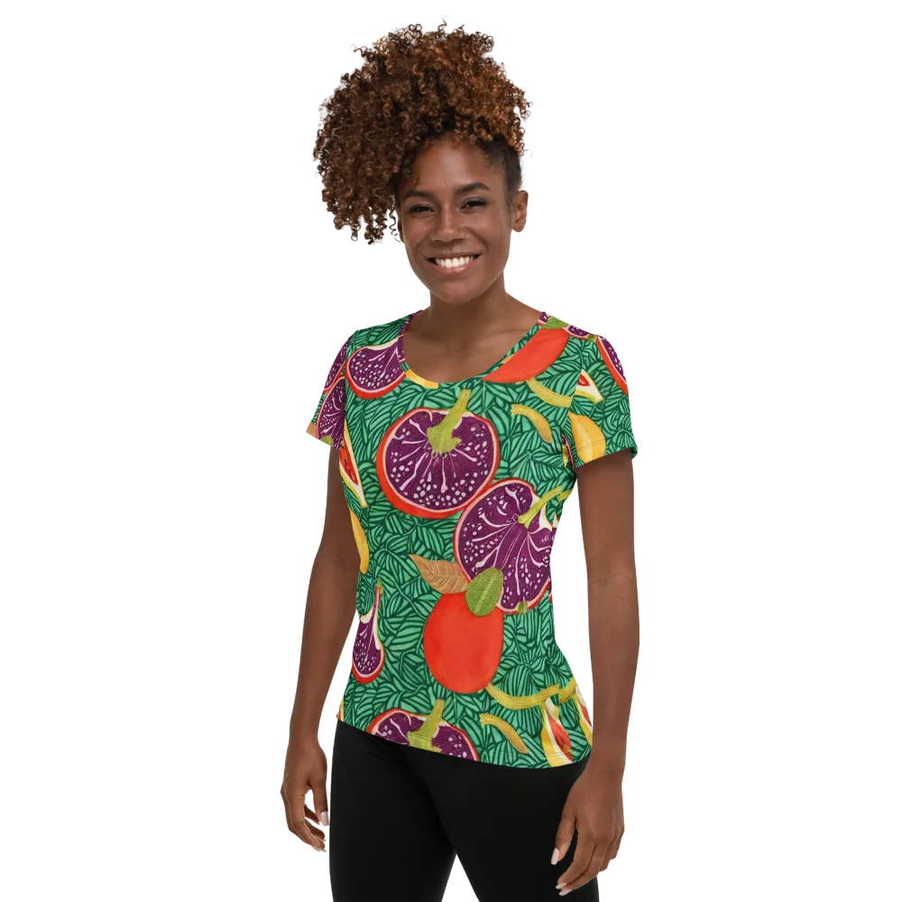 Tropical Still Life on Women's Athletic T-Shirt — Left