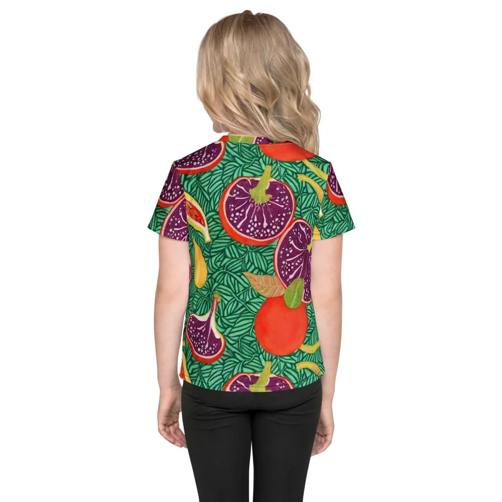 Tropical Still Life on Kids Crew Neck T-Shirt — Back