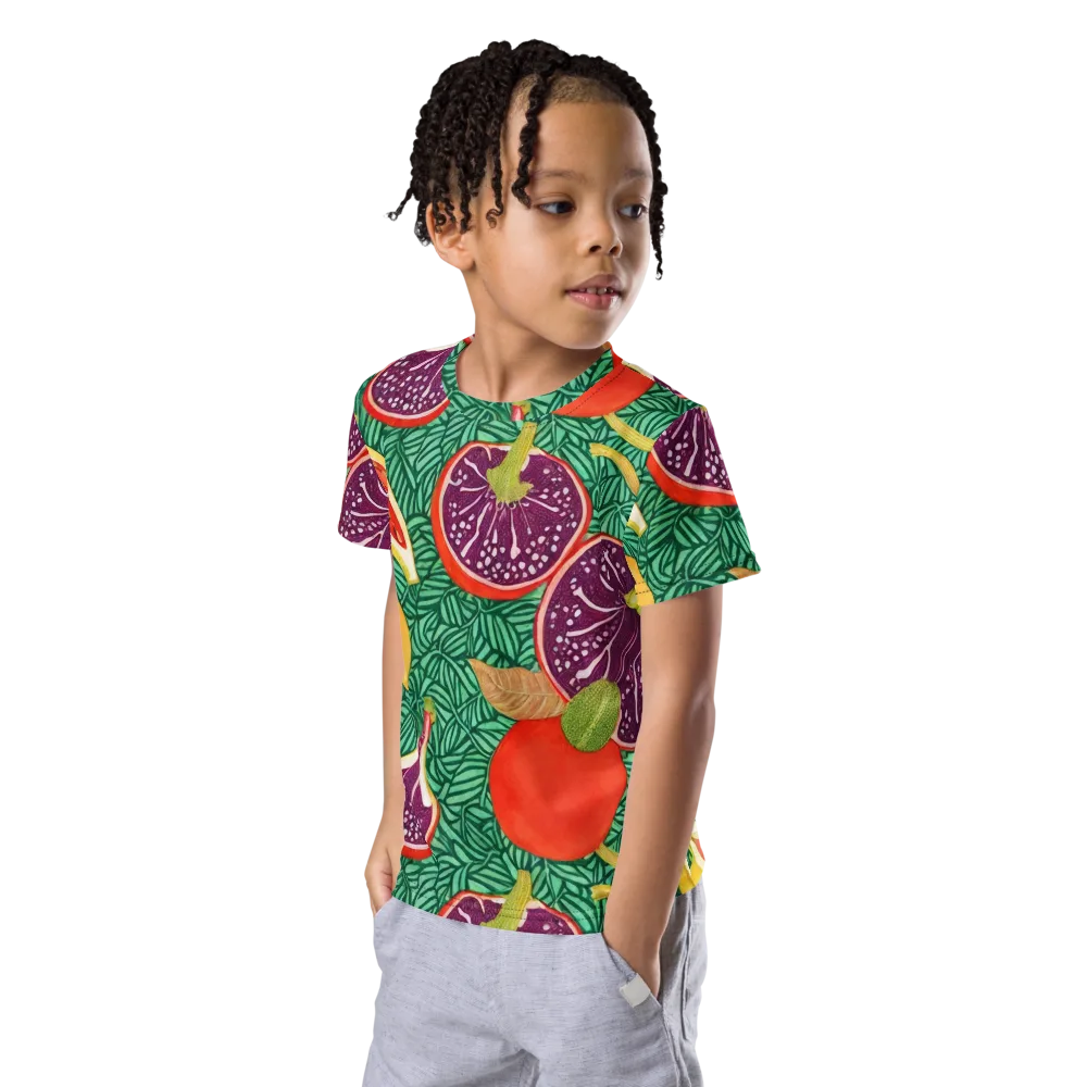 Tropical Still Life on Kids Crew Neck T-Shirt — Left Front