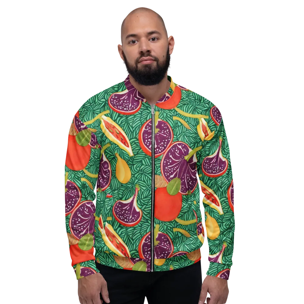 Tropical Still Life on Bomber Jacket — Front
