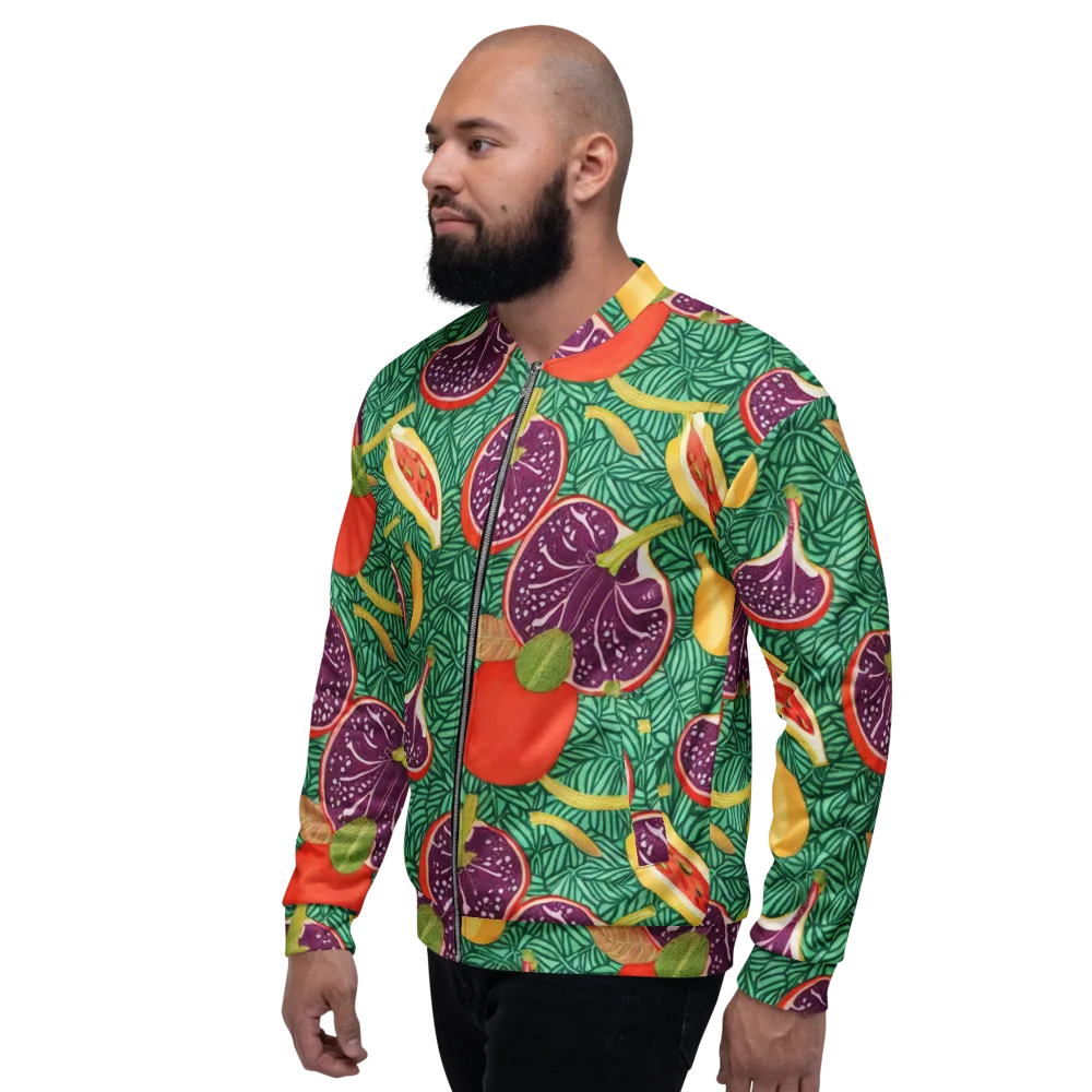 Tropical Still Life on Bomber Jacket — Left