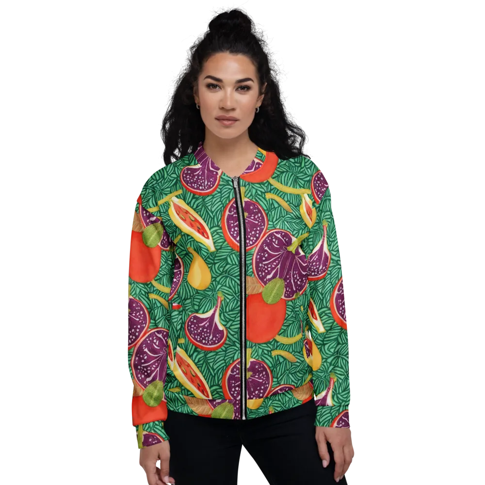 Tropical Still Life on Bomber Jacket — Front