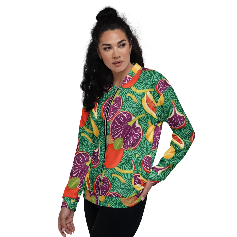 Tropical Still Life on Bomber Jacket — Left