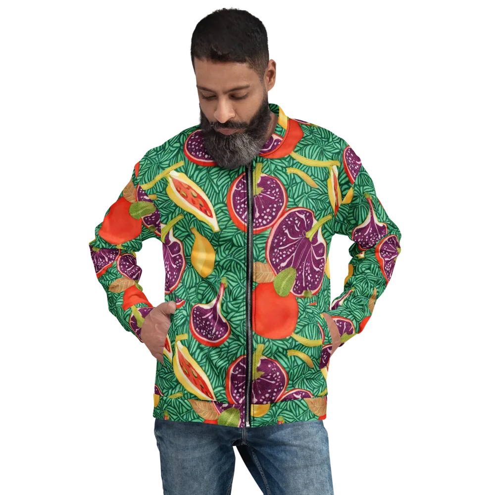 Tropical Still Life on Bomber Jacket — Front