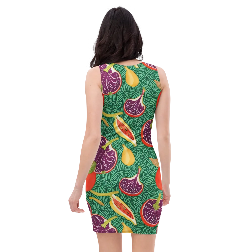 Tropical Still Life on Bodycon Dress — Back