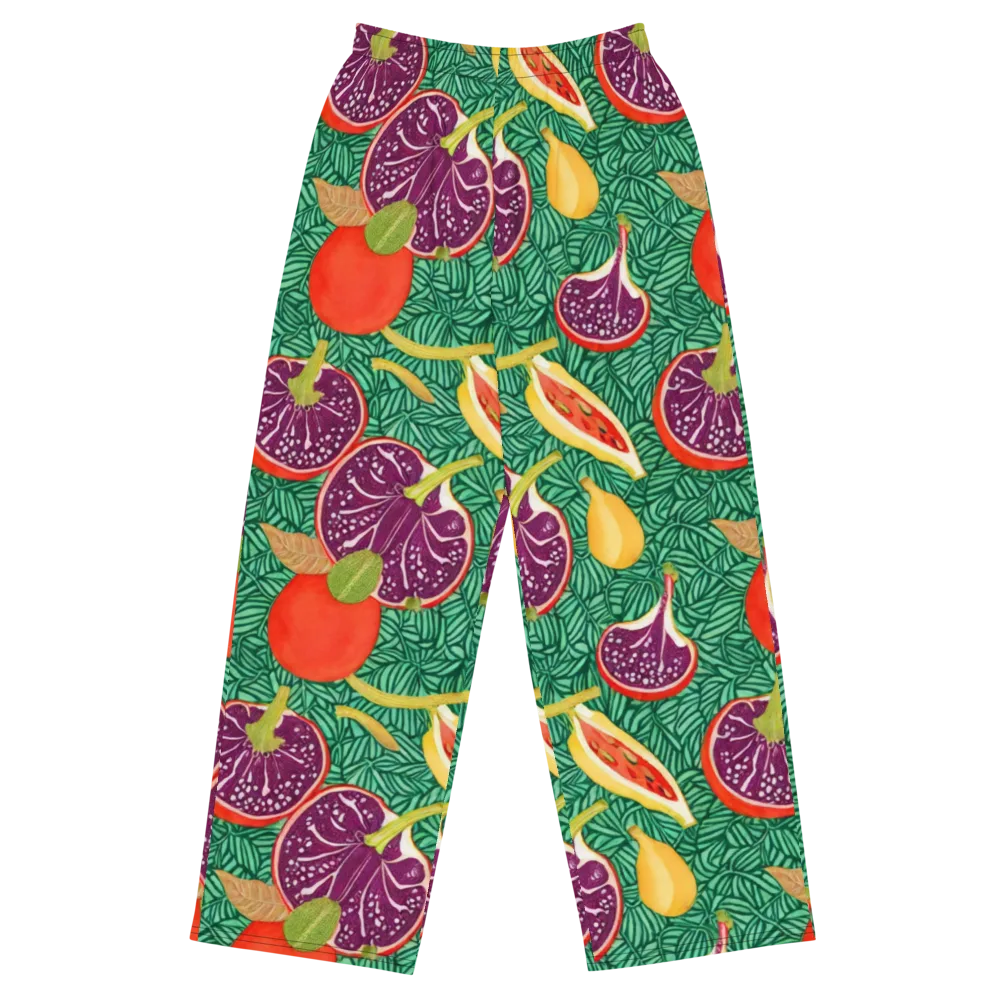 Tropical Still Life on Wide-Leg Pants — Front