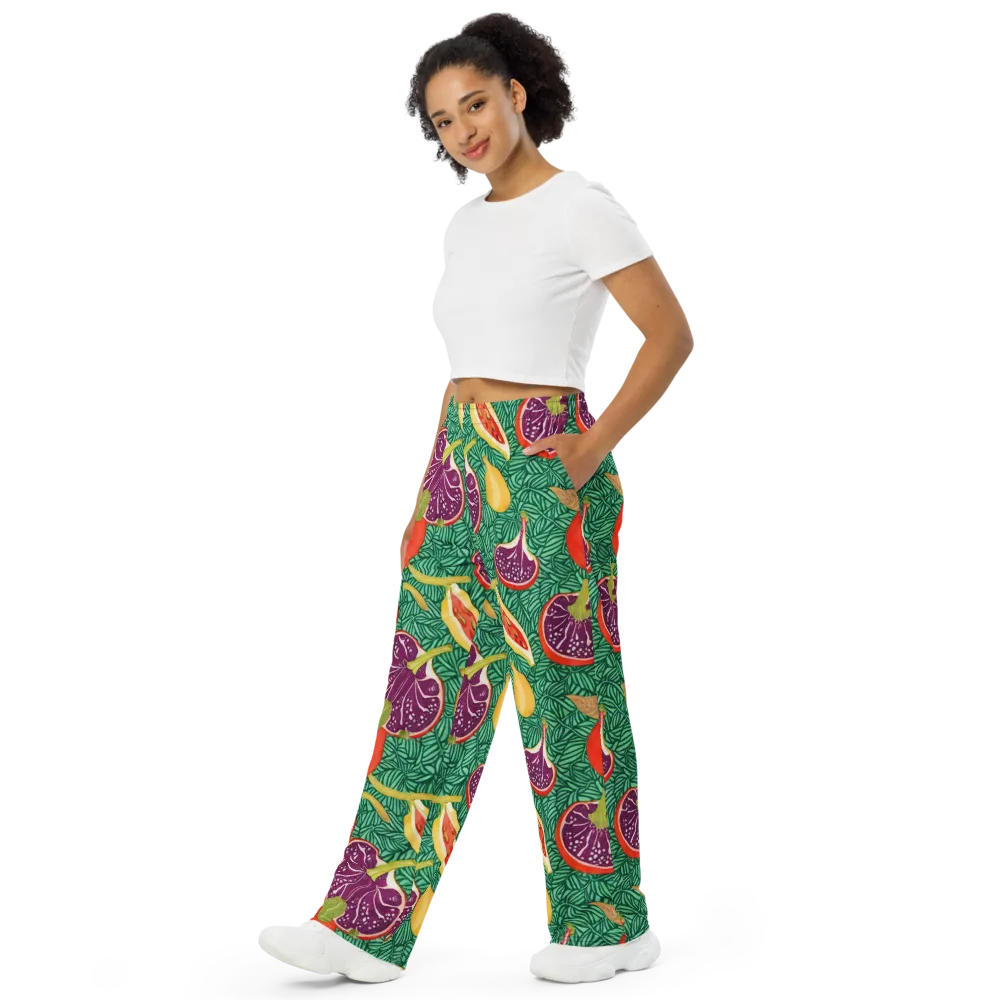Tropical Still Life on Wide-Leg Pants — Left Front