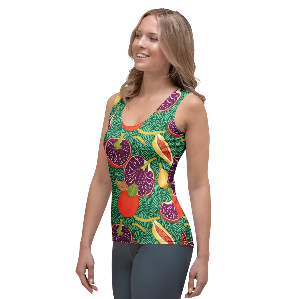 Tropical Still Life on Women's Tank Top — Left Front