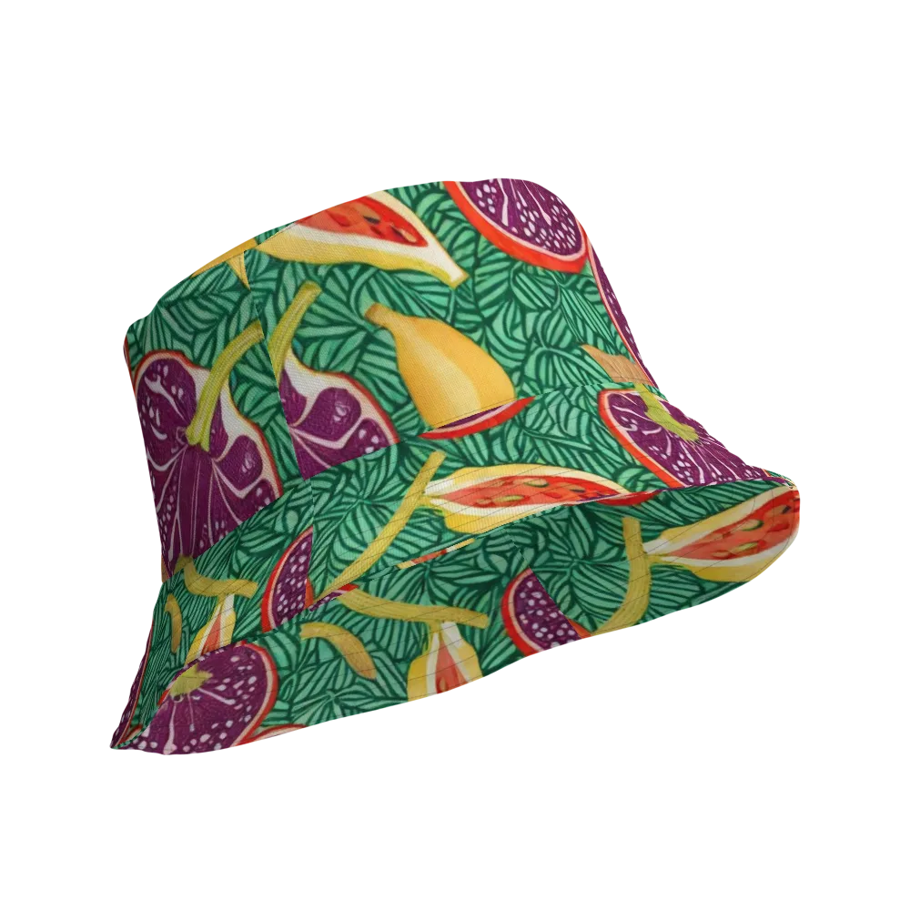 Tropical Still Life on Reversible Bucket Hat — Product details Outside