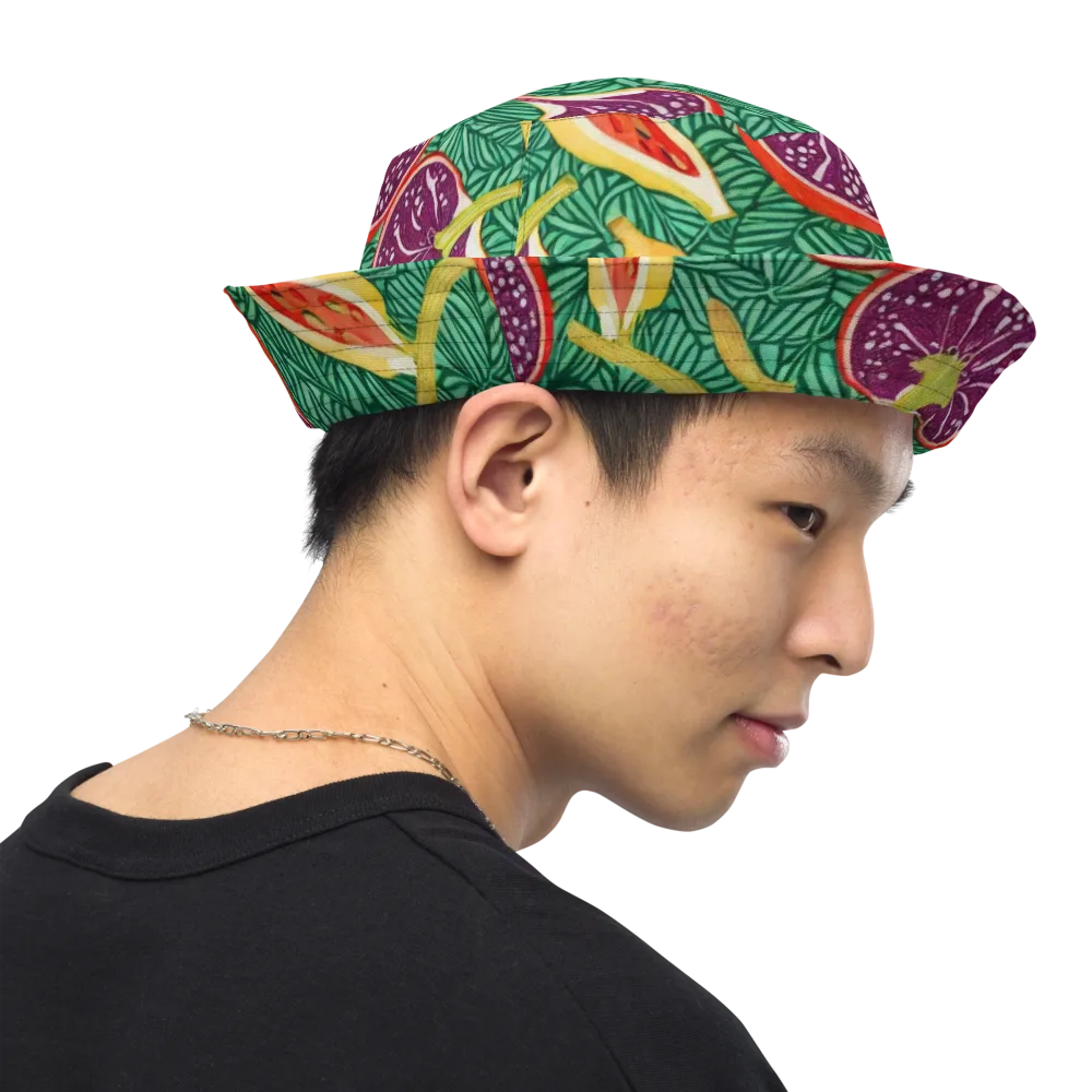 Tropical Still Life on Reversible Bucket Hat — Right Outside
