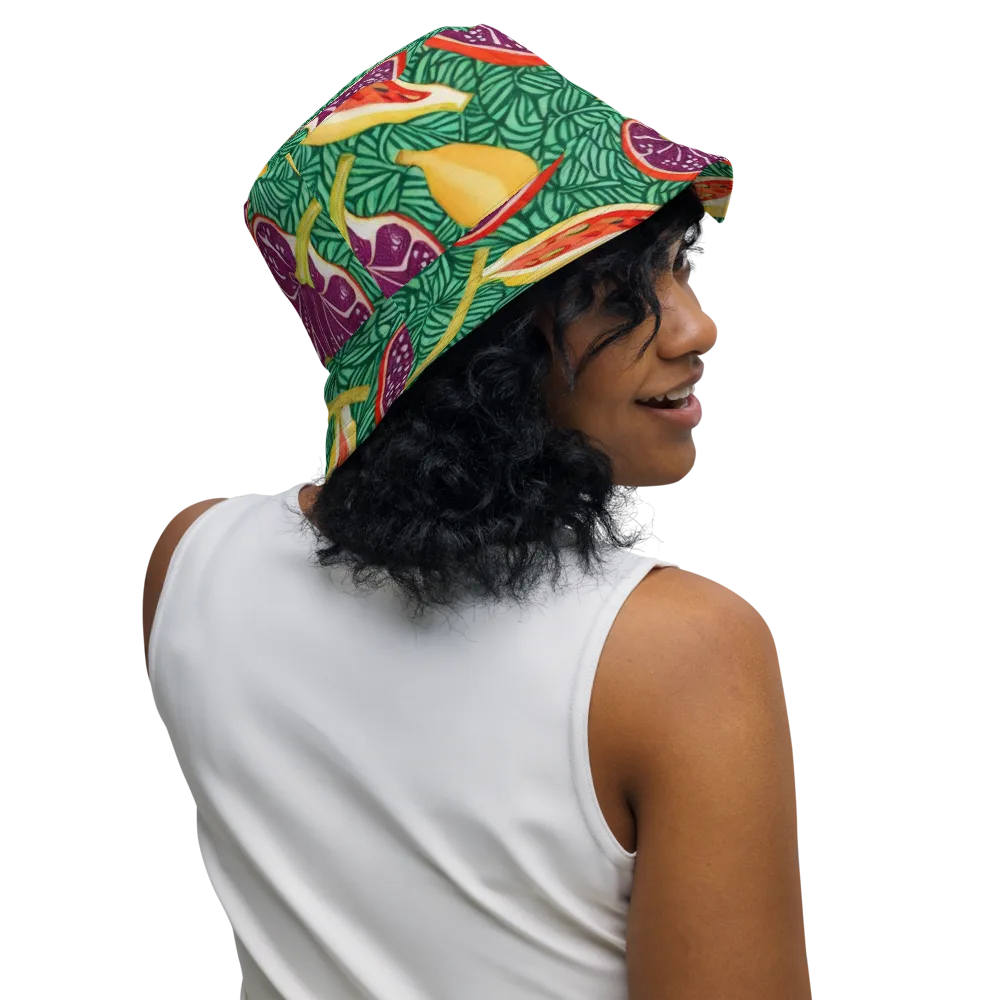 Tropical Still Life on Reversible Bucket Hat — Right Outside