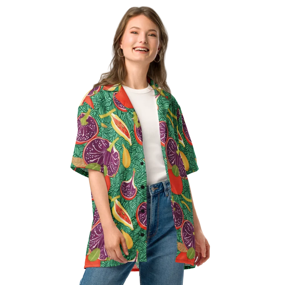 Tropical Still Life on Button Shirt — Front