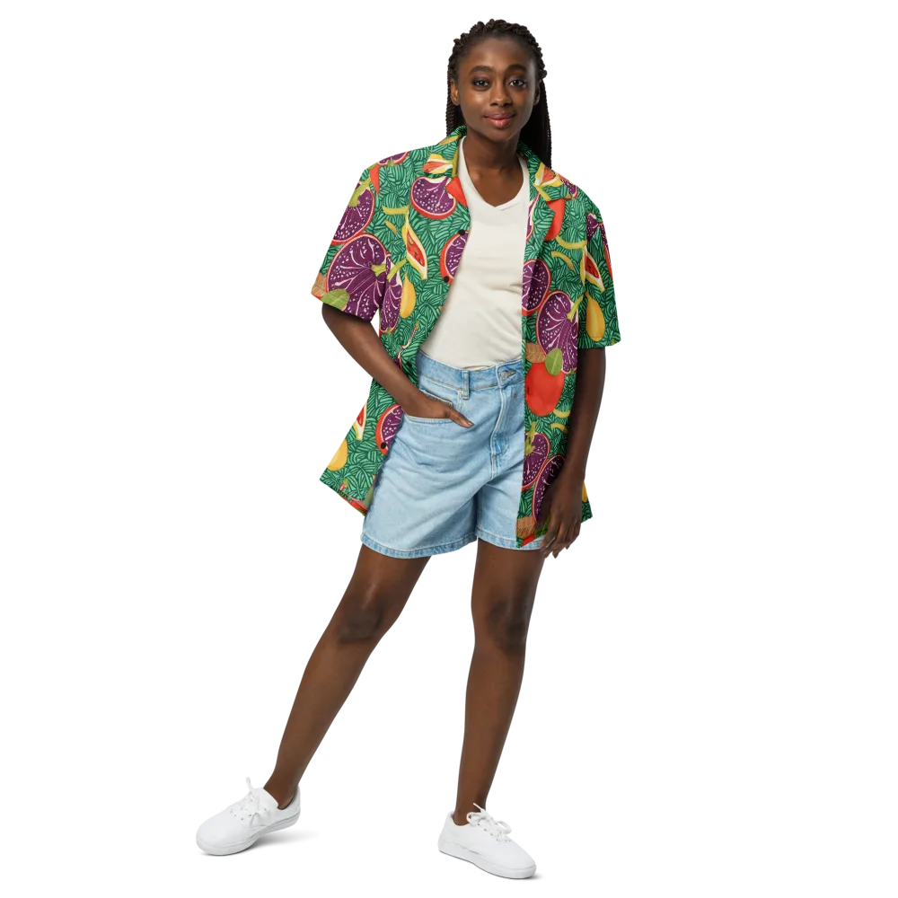 Tropical Still Life on Button Shirt — Front