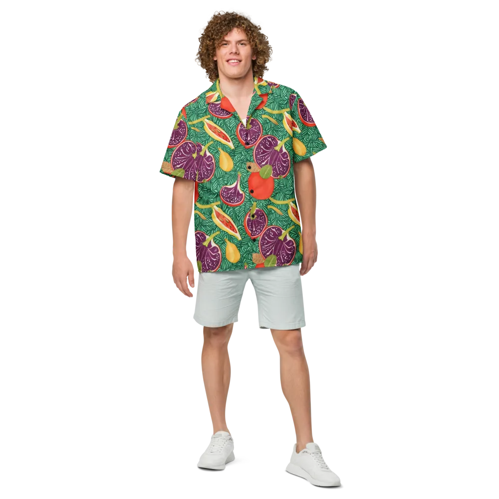 Tropical Still Life on Button Shirt — Front